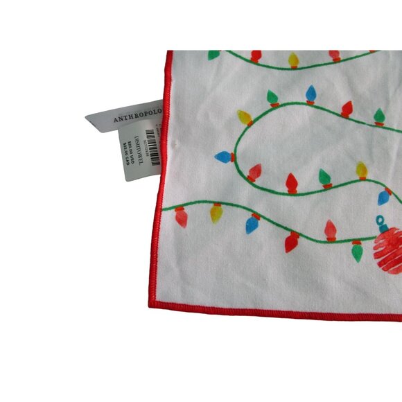 Anthropologie Christmas Cat Wrapped In Lights Dishtowel Cotton NWT - Picture 8 of 13